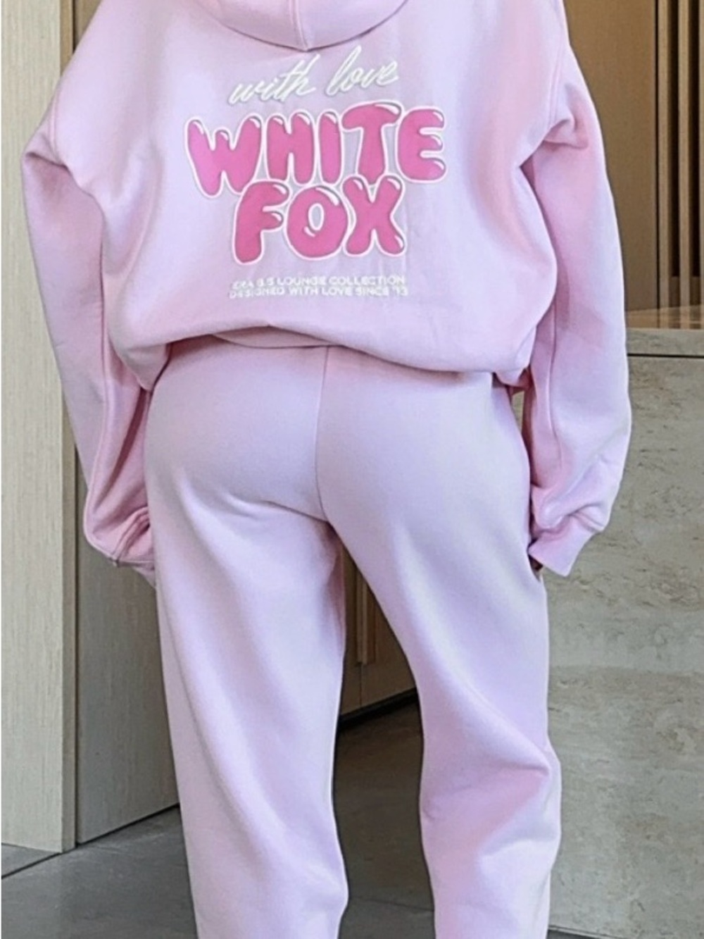 WHITE FOX Pink Graphic Hoodie & Sweatpants Set-top XXS and bottom XS